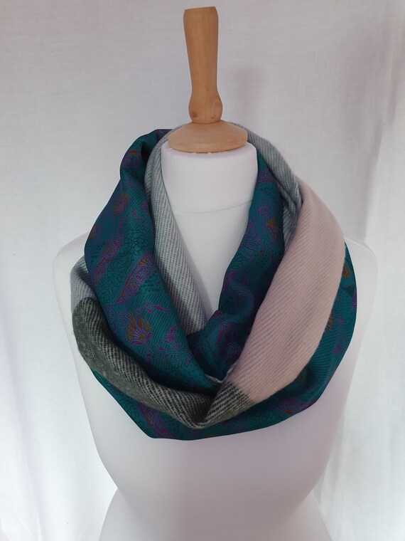 Sari Silk and Viscose Double Sided Infinity Scarf Snood. - Etsy UK