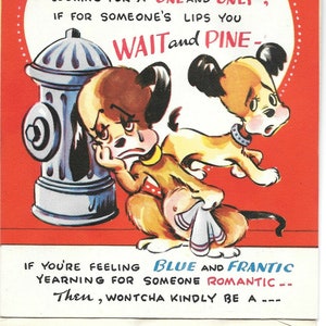 Vintage Valentines Day Greeting Card Sad Dogs Humorus Card