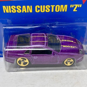 Vintage Hot Wheels Purple Nissan Custom Z 300ZX 3 Spoke Wheels Blue Card 234