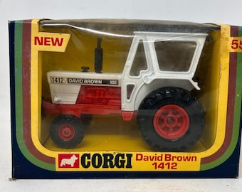 Vintage Corgi #55 David Brown 1412 Farm Tractor with Original Box