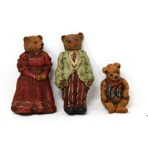 Vintage June McKenna Figurines 3 Bears Momma Poppa Baby 4.5 inches