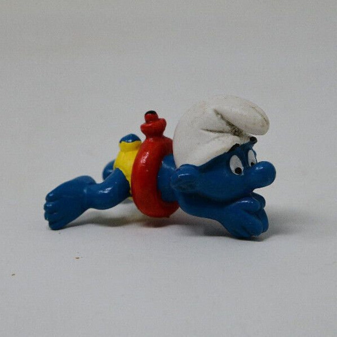 Smurfs 20025 Swimmer Smurf Red Ring Vintage Figure PVC Toy Figurine ...