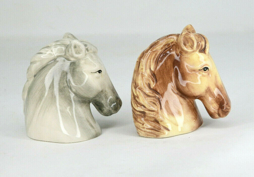 Vintage Cracker Barrel Horse Heads Figural Salt And Pepper Etsy