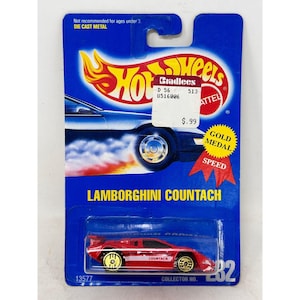 Vintage Hot Wheels Blue Card #232 Red Lamborghini Countach Gold Ultrahots GUH