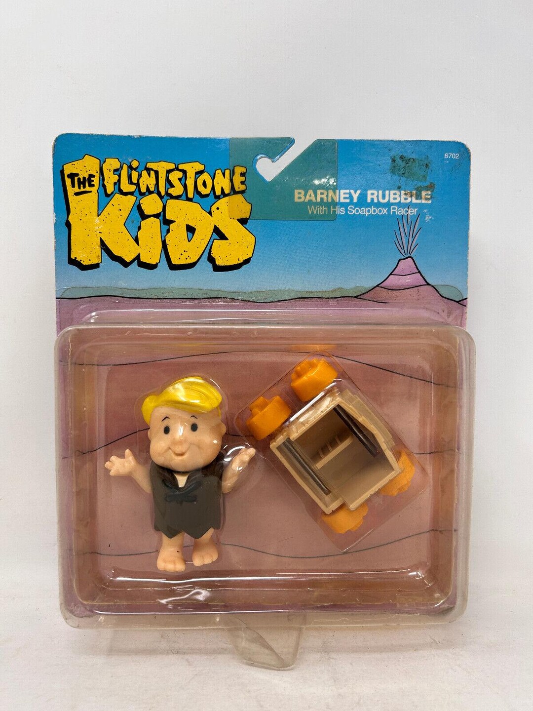 Vintage the Flintstone Kids Barney Rubble W Soapbox Racer Action Figure ...