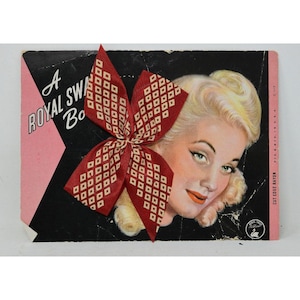 Vintage Red Royal Swan Rayon Hair Bow On Orignal Display Card
