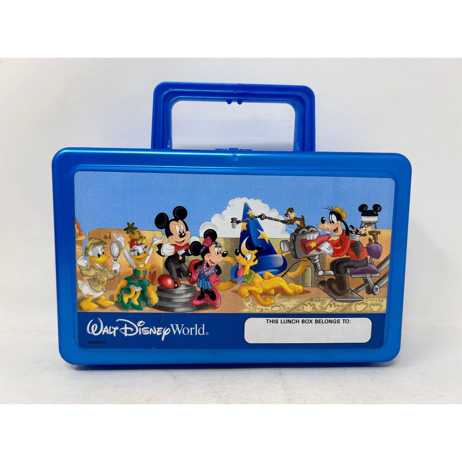 Vintage Walt Disney World Lunch Box Blue Plastic Souvenir Whirley Industries