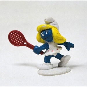Smurfs 20135 Tennis Smurfette Smurf Vintage Figure PVC Toy Figurine Peyo