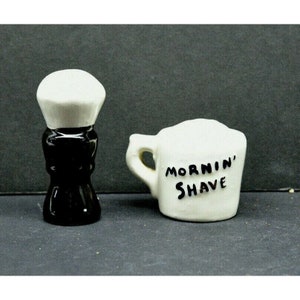 Vintage Ceramic Shaving Brush And Mug Salt And Pepper Shakers