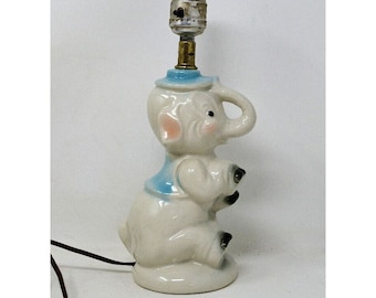 Vintage Ceramic Circus Elephant Table Lamp Cute Nursery Lamp Works