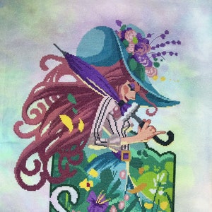 Spring Blossoms PDF Cross Stitch Pattern by Autumn Lane Stitchery - Digital Download - Elegant Spring Lady Cross Stitch