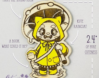 Spring cat needleminder, cute animal Needle Minder, Laser cut wood magnet, Needle nanny, Needle keeper, Cute cat needle minder