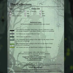 The Collectors Cross Stitch Pattern, Witch Cross Stitch, Spooky Gothic Cross Stitch, Physical Leaflet, Autumn Lane Stitchery image 3