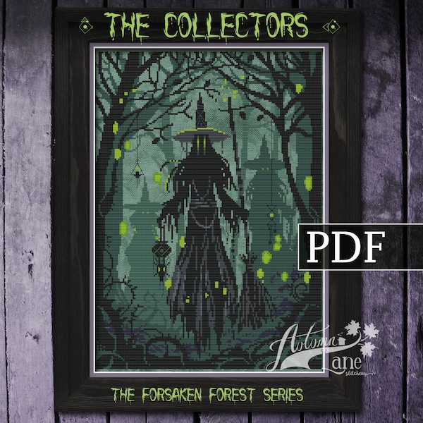 The Collectors Kreuzstich Muster, Hexen Kreuzstich, Spooky Gothic Kreuzstich, PDF Muster, Autumn Lane Stitchery