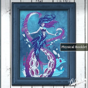 Siren of the Sea Cross Stitch Pattern, Mermaid Cross Stitch Physical Leaflet, Autumn Lane Stitchery
