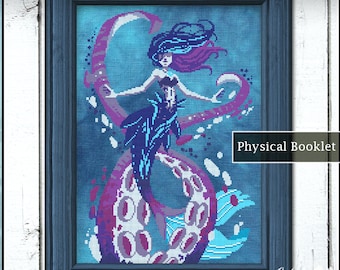 Siren of the Sea Cross Stitch Pattern, Mermaid Cross Stitch Physical Leaflet, Autumn Lane Stitchery