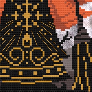 Witch Cross Stitch Pattern, Spooky Halloween Cross Stitch Pattern