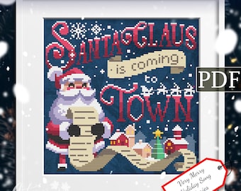 Santa Claus is Coming to Town, Santa Claus Cross Stitch Pattern, Christmas X Stitch, PDF Pattern, Autumn Lane Stitchery