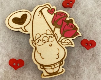 Gnome needleminder, Valentine's day Needle Minder, Laser cut wood magnet, Needle nanny, Needle keeper, Cross stitch needle minder