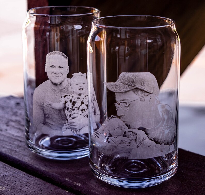 Beer Can Glass Personalized photography etched glass gift for Etsy