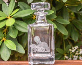 Photo Etched Decanter / Whiskey / Wedding gift / memorial gift / picture on glass / photo gifts / Etched glass / gifts for him / Pet lovers