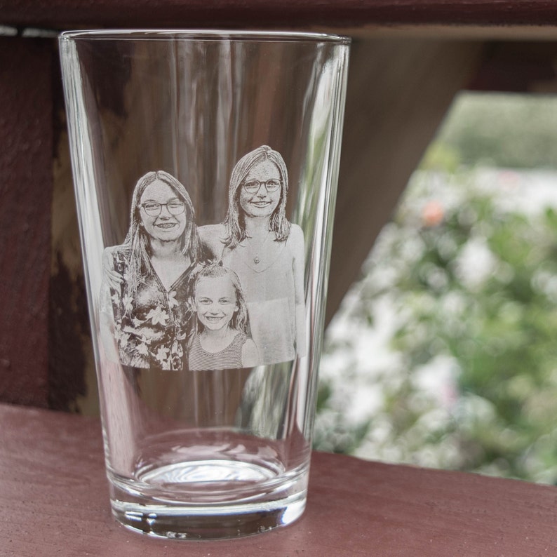Etched Photo Pint Glass Picture on Glass Photo Gifts Etsy