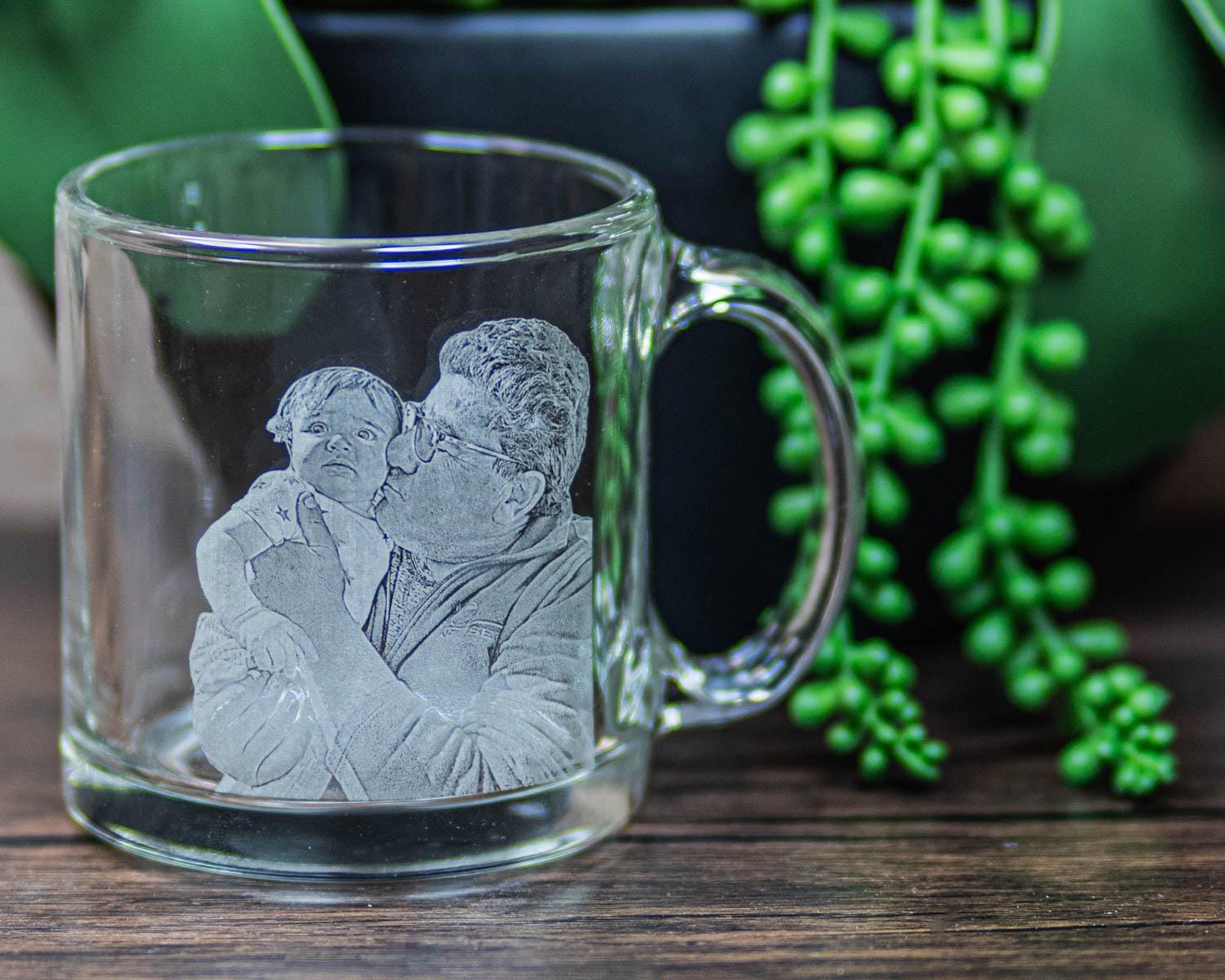 Custom etched glass coffee mugs discount