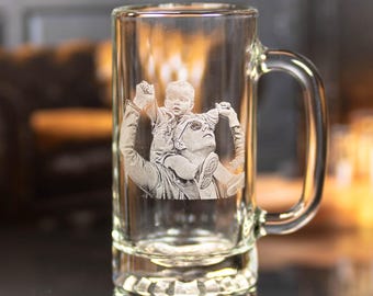 Perfect Etched Glass gift from kids, portrait glass, Beer glass, beer lover, Irish beer, personalized gifts, made to order, pint, picture,