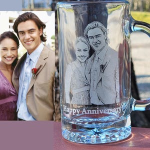 Etched Picture Glass | beer mug,  Personalized, photography, gift for friends, family portrait, gifts for him, gifts for dad, mug