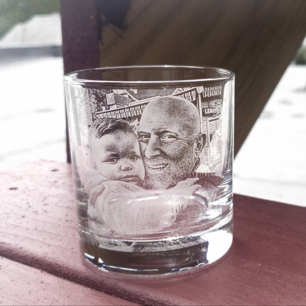 Whiskey glass, picture on glass, photo gifts, family photo, etched glass, baby photo, personalized glass, gifts for her, gifts for him,