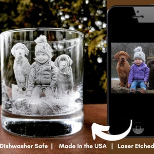 Etched Rocks Glasses |Whiskey glass, picture on glass, family photo, etched glass, personalized glass, gifts for her, gifts for him