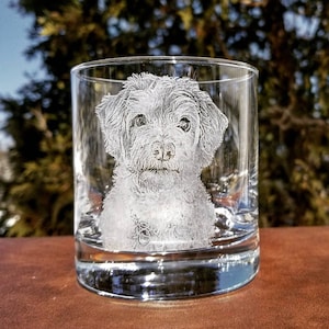 Rocks glass, photograph on glass, custom glasses, pet photo, dog lover, dog, pet lover, animal lover, custom order, etched glass, for pets image 2