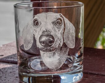 Etched Picture Rocks glass | Father's day, dad gifts, personalized whiskey glass, personalized glassware, custom portrait, unique dad gifts