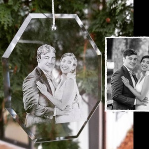 Photo Etched Glass Ornament | photograph on glass, custom ornament, anniversary gift, wedding, holiday decor, personalized gift