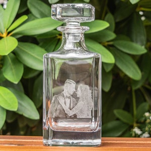 Etched photo Decanter | Barware, House warming gift, Anniversary, new home, first house, etched glass, home portrait, unique gifts, custom image 2