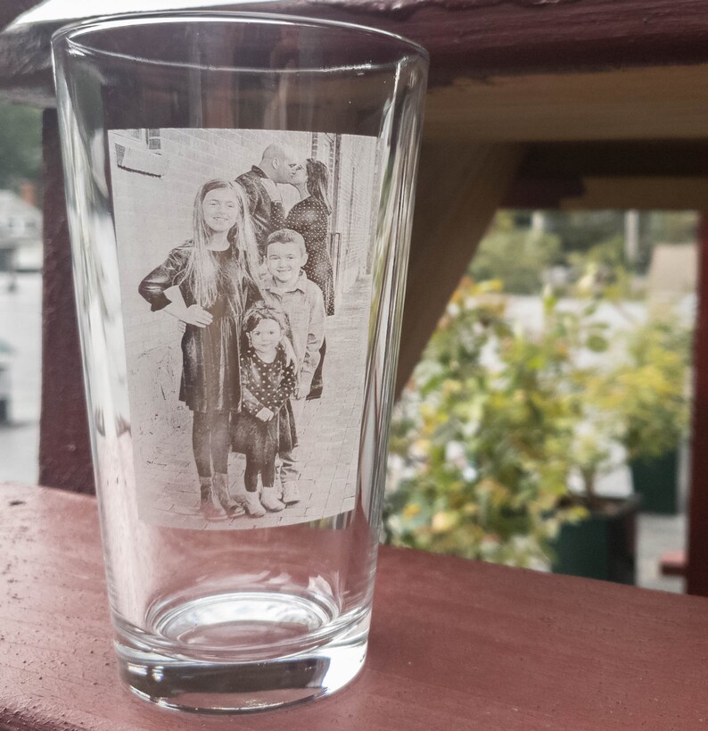 Etched Photo Pint Glass Picture on Glass Photo Gifts Etsy