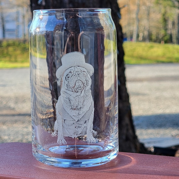 Beer Can Glass, Personalized photography etched glass gift for friends and family, fathers day gift