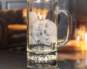 Photo Etched glass| Beer Mug, photograph on glass, custom glasses, pet photo, dog lover, dog, pet lover, animal lover, custom order,