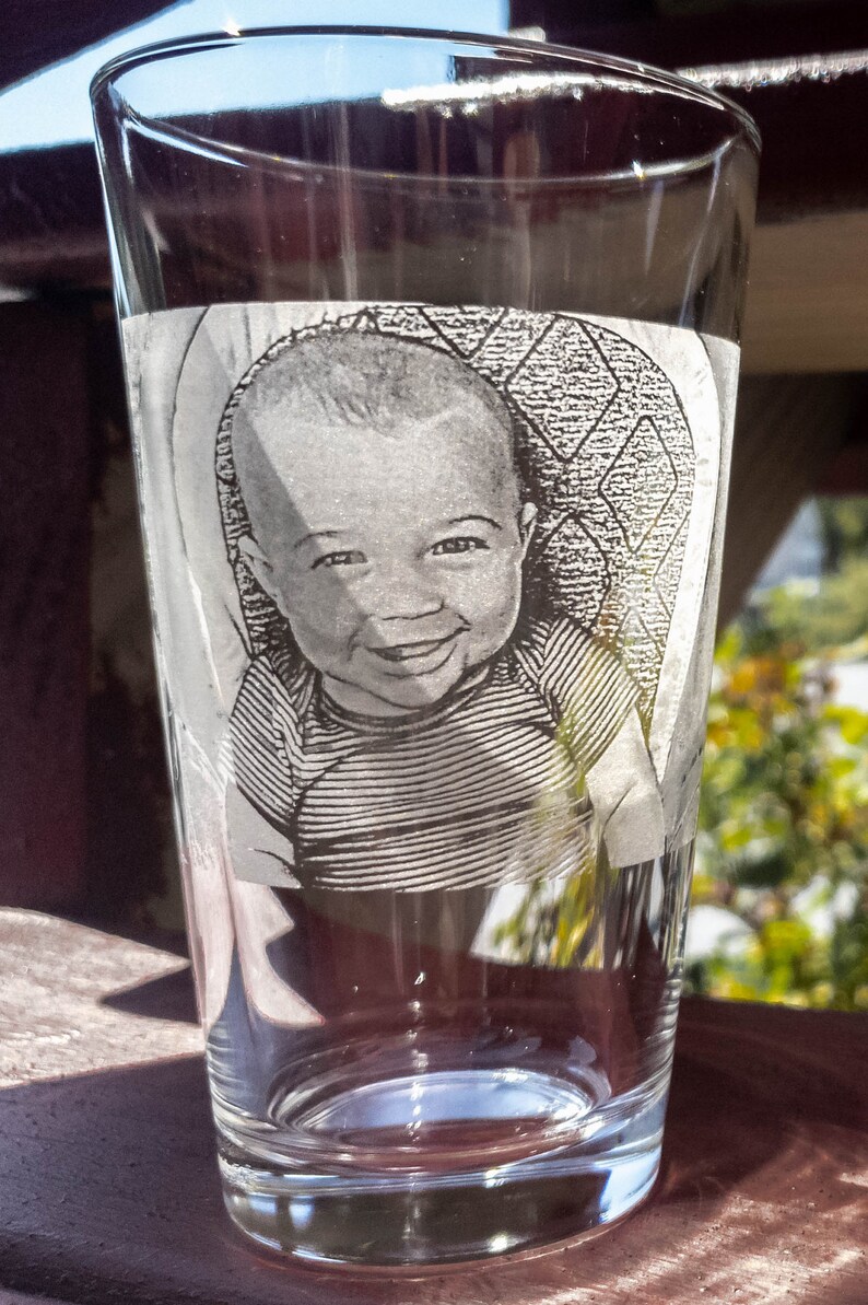 Etched Photo Pint Glass Picture on Glass Photo Gifts Etsy