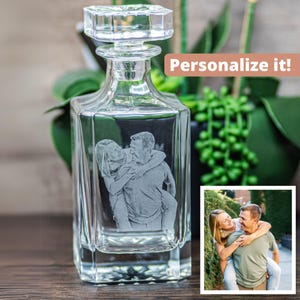 Etched Picture Decanter | house warming | wedding gift | new house | realtor gift | Whiskey lover | personalized | portrait | dad gift | USA