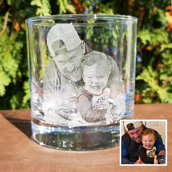 Father's Day Gift from Daughter Glass | fathers day gift, dad gift, papa gift, grandpa gift, family portrait, personalized dad gift, father
