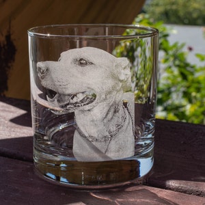 Rocks glass, photograph on glass, custom glasses, pet photo, dog lover, dog, pet lover, animal lover, custom order, etched glass, for pets image 3