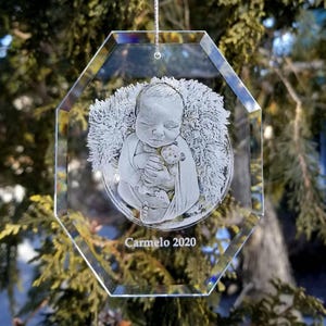 Pet Portrait Ornament | pet lover, pet memorial, memorial gift, engraved glass photo, etched picture, personalized gift, dog lover afbeelding 4