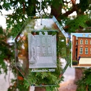 Photo Etched Glass Ornament | First Home, First home gift, first christmas, housewarming gift, personalized gift, holiday decor, USA