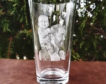 Etched Photo Pint Glass | picture on glass, photo gifts, family photo, etched glass, baby photo, personalized, gifts for her, gifts for him