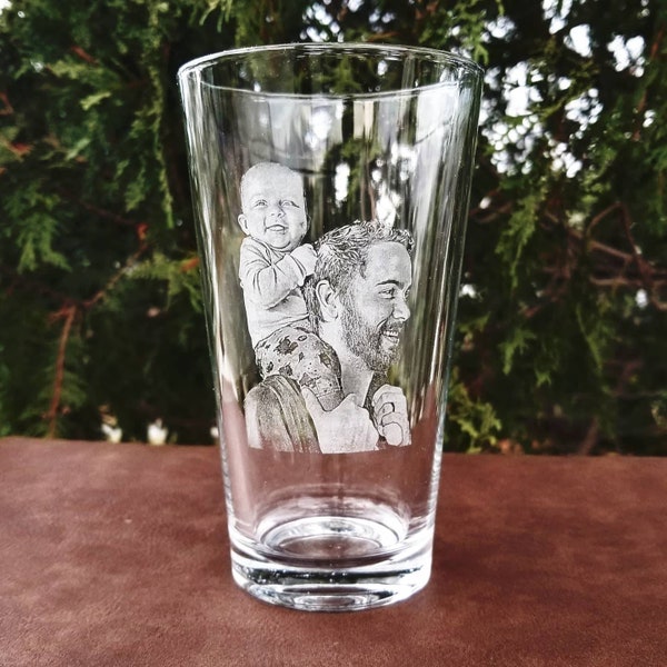 Etched Photo Pint Glass | picture on glass, photo gifts, family photo, etched glass, baby photo, personalized, gifts for her, gifts for him