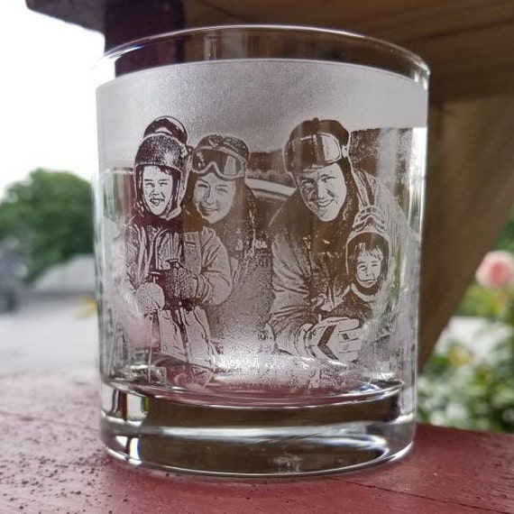 Laser Etched Rocks Glass, Photography Glass, Family Photo, Vintage