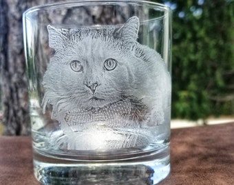 Cat Glass, Custom photo glass, pet lover, photograph on glass, pet photo, cat lover, cat, kitten, animal lover, custom order, etched glass,