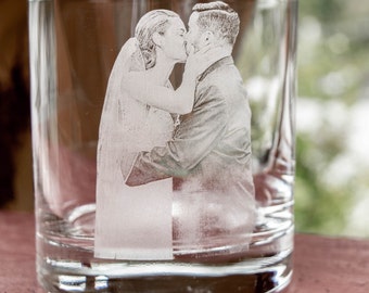 Personalized Photo Etched Rocks Glass | valentine's day,  valentine's gift, gifts for her, gifts for him, anniversary gift, wedding gift