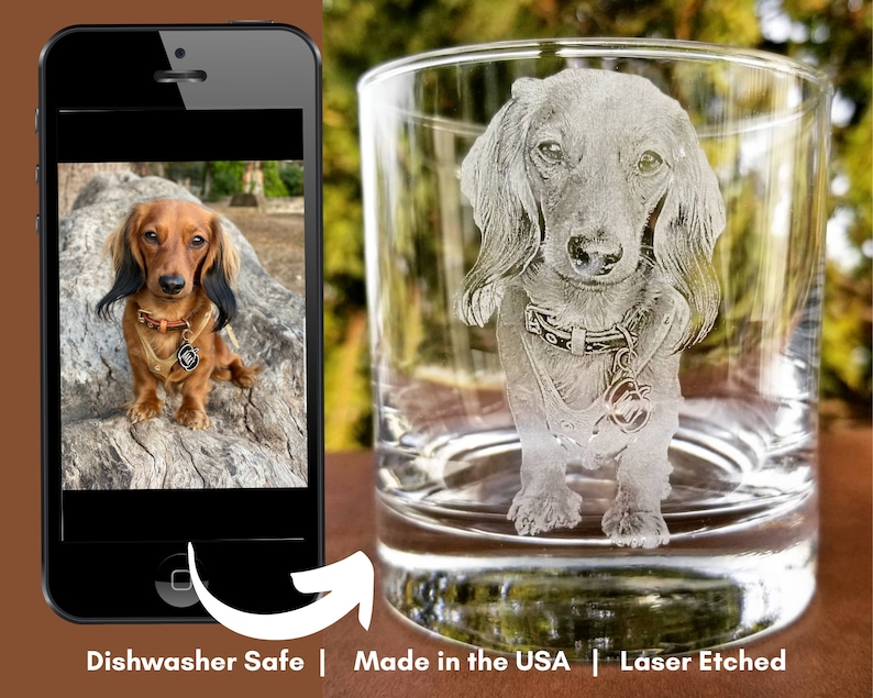 Rocks glass, photograph on glass, custom glasses, pet photo, dog lover, dog, pet lover, animal lover, custom order, etched glass, for pets image 5